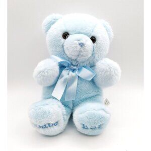 Aurora Baby Boy Blue Teddy Bear Plush Ribbon Bow 11" Stuffed Animal Toy Lovey